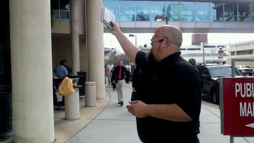 Jimbo open air preaching at the courthouse in downtown Tampa.